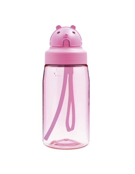 BOTELLA REUTILIZABLE DE TRITAN 0,45 L ROSA. TAPÓN OBY