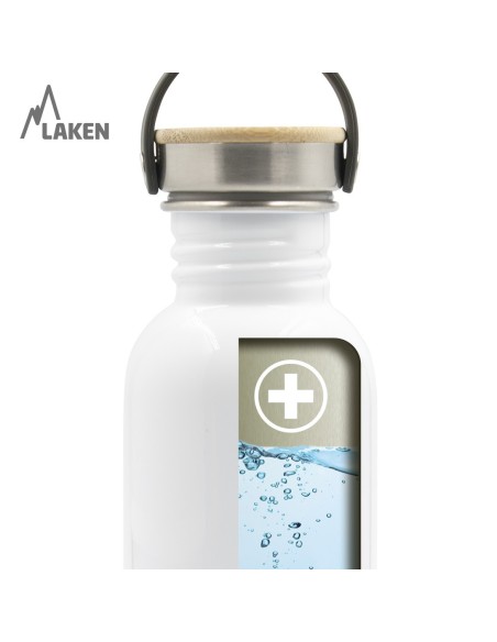 BOTELLA DE ACERO INOXIDABLE BASIC STEEL DRINK LIFE! MOLES TAPÓN BAMBÚ Y ACERO INOXIDABLE