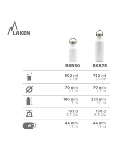 DRINK LIFE! BANDS BASIC STEEL BOTTLE BAMBOO AND STAINLESS STEEL CAP