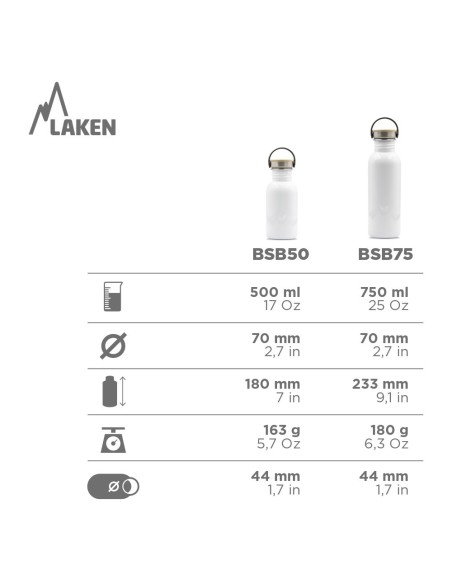 DRINK LIFE! BANDS BASIC STEEL BOTTLE BAMBOO AND STAINLESS STEEL CAP