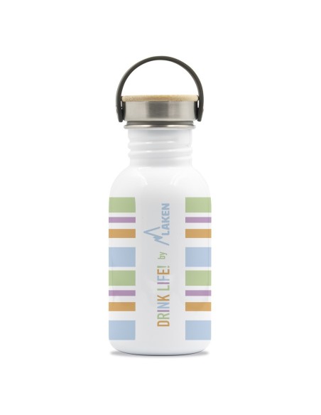 DRINK LIFE! BANDS BASIC STEEL BOTTLE BAMBOO AND STAINLESS STEEL CAP