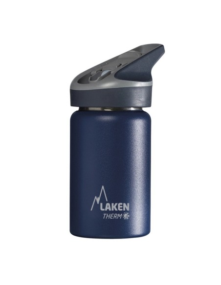 BOTELLA TÉRMICA DE ACERO INOXIDABLE 0,35 L AZUL. TAPÓN JANNU