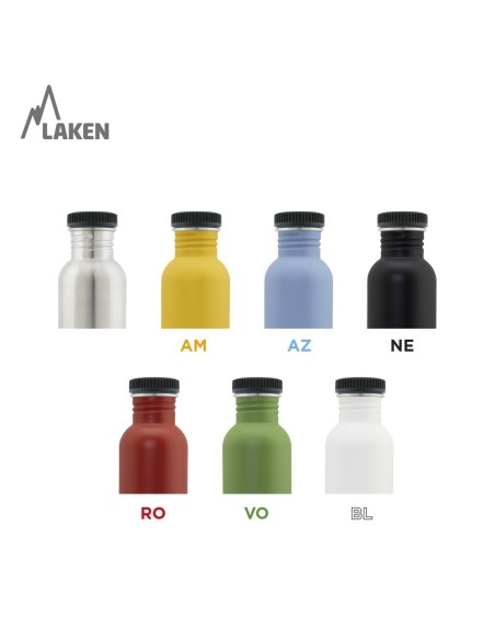 BOTELLA BASIC STEEL 0,35L TAPÓN NEGRO