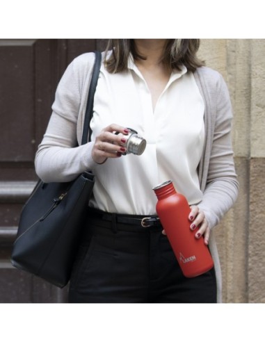 BOTELLA BASIC STEEL 0,35L TAPÓN NEGRO