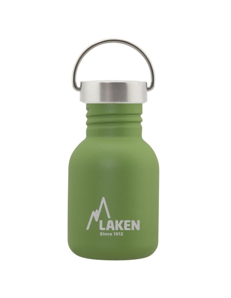 BOTELLA DE ACERO INOXIDABLE 0,35 L VERDE OLIVA BASIC STEEL VINTAGE