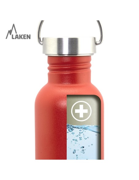 BOTELLA DE ACERO INOXIDABLE BASIC STEEL 0,35 L, 0,50 L, 0,75 L, 1 L TAPÓN VINTAGE ACERO