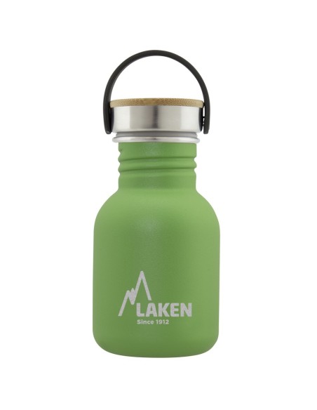 BOTELLA DE ACERO INOXIDABLE 0,35 L VERDE BASIC STEEL BAMBÚ