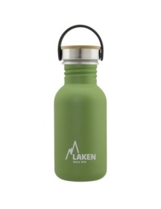BOTELLA DE ACERO INOXIDABLE 0,50 L VERDE OLIVA BASIC STEEL BAMBÚ