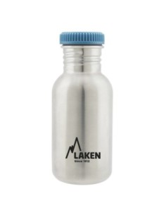 BOTELLA DE ACERO INOXIDABLE 0,50 L GRIS BASIC STEEL TAPÓN PLAIN CON TAPA AZUL