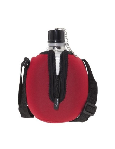 CANTIMPLORA DE ALUMINIO CON FUNDA DE NEOPRENO ROJO, 1 L