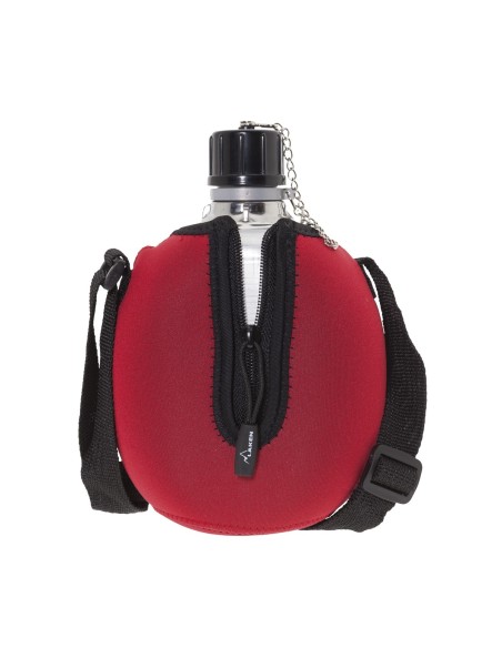 CANTIMPLORA DE ALUMINIO CON FUNDA DE NEOPRENO ROJO, 1 L