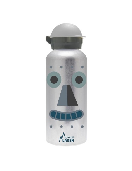 BOTELLA INFANTIL DE ALUMINIO ROBOT 0,45 L TAPÓN HIT