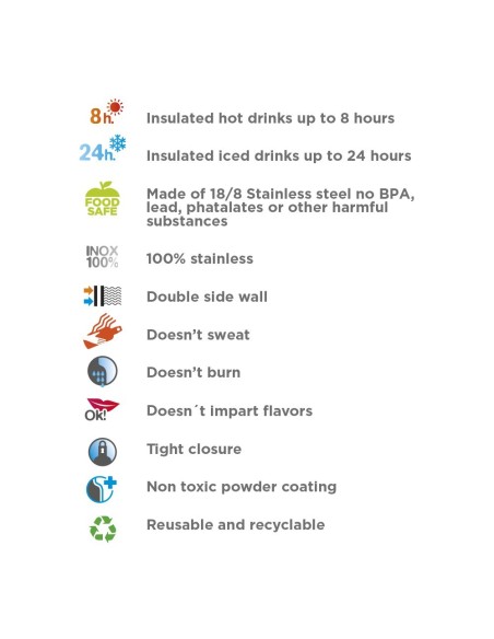 STAINLESS STEEL THERMO BOTTLE 0.5L - LAKENJOY DRINK LIFE! FOREST (NARROW MOUTH)