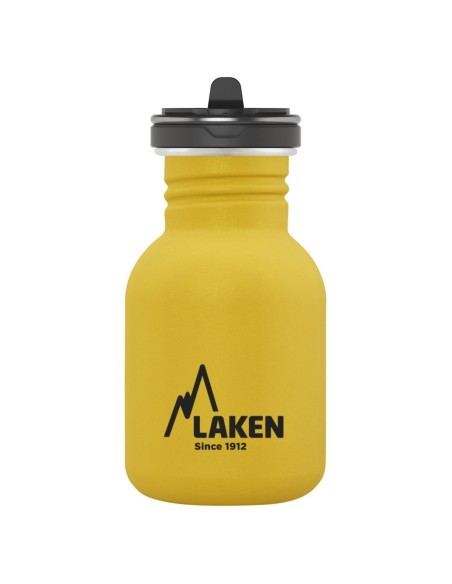 BOTELLA DE ACERO INOXIDABLE BASIC STEEL TAPÓN FLOW 350 ML COLOR AMARILLO