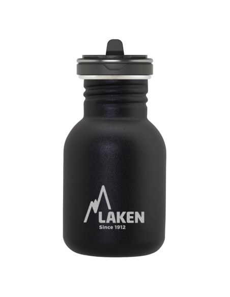 BOTELLA DE ACERO INOXIDABLE BASIC STEEL TAPÓN FLOW 350 ML COLOR NEGRO