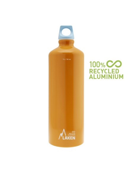 BOTELLA DE ALUMINIO 100 % RECICLADO NARANJA TAPÓN FUTURA 1 L