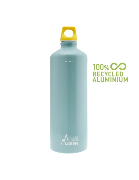 BOTELLA DE ALUMINIO 100 % RECICLADO AZUL CLARO TAPÓN FUTURA 1 L