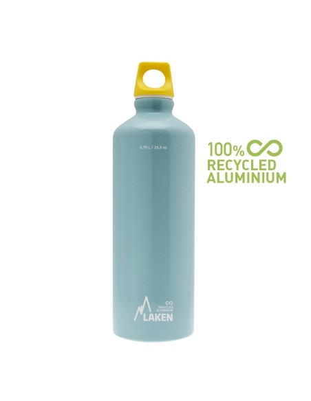 BOTELLA DE ALUMINIO 100 % RECICLADO AZUL CLARO TAPÓN FUTURA 0.75 L