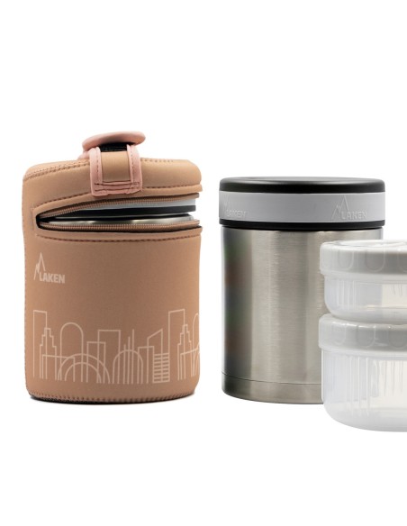 STAINLESS STEEL THERMO FLASK FOOD DRINK LIFE! CITY 1L