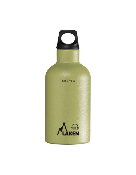 BOTELLA TÉRMICA DE ACERO INOXIDABLE 0,35 L KAKI. TAPÓN FUTURA