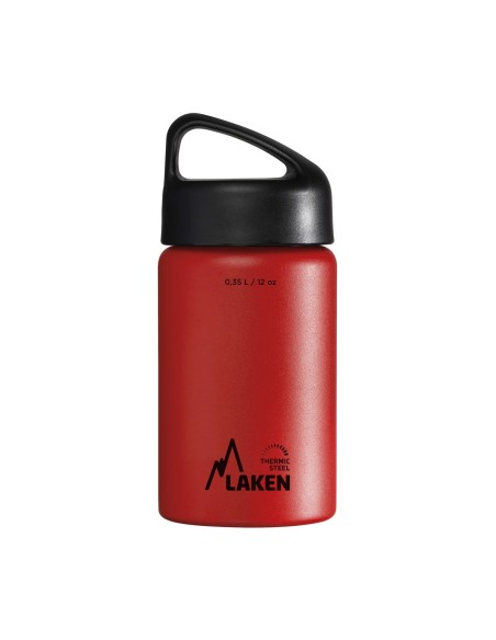 RED STAINLESS STEEL THERMO BOTTLE 0.35L, CLASSIC CAP