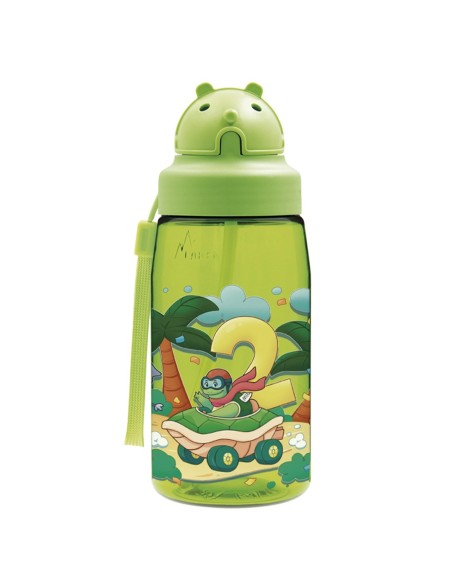 FUNNY CARS: BOTELLA INFANTIL DE TRITAN 0,45L VERDE CON TAPÓN OBBY