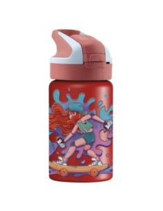 SKATE: BOTELLA INFANTIL TÉRMICA ROJA DE 0,35 L CON TAPÓN SUMMIT