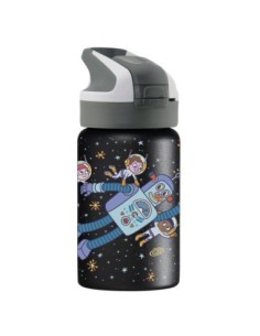SPACE ROBOT: BOTELLA INFANTIL TÉRMICA NEGRA DE 0,35 L CON TAPÓN SUMMIT