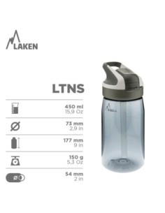 ANIMAL CAMPING: BOTELLA DE TRITAN NEGRA DE 0,45L CON TAPÓN SUMMIT 2