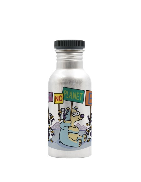 NO PLANET B: ALUMINUM BOTTLE 0,60L WITH PLAIN CAP (WIDE MOUTH)