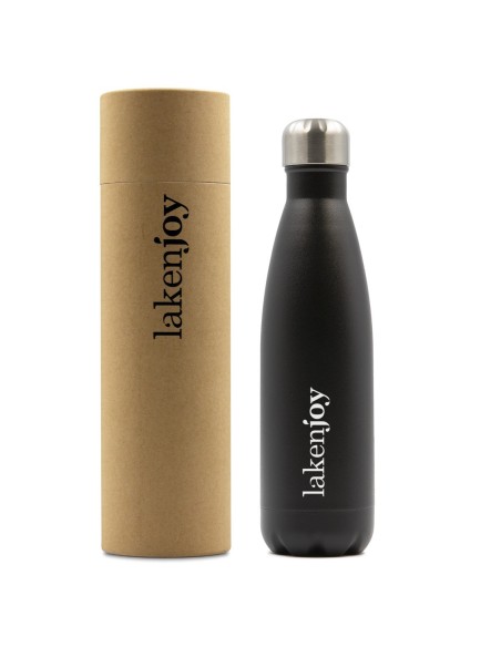 BOTELLA TÉRMICA DE ACERO INOXIDABLE 0,50 L NEGRA . LAKENJOY