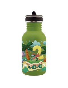 FUNNY CARS: BOTELLA DE ACERO INOXIDABLE BASIC STEEL VERDE CON TAPÓN FLOW 0,5 L