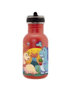 DINOS LOVE: BASIC STEEL RED BOTTLE WITH FLOW CAP 0.5L
