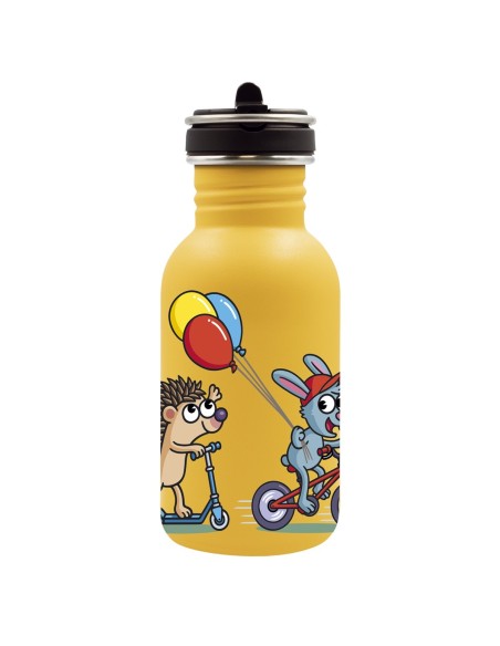 BALLOONS: BASIC STEEL YELLOW BOTTLE WITH FLOW CAP 0.5L