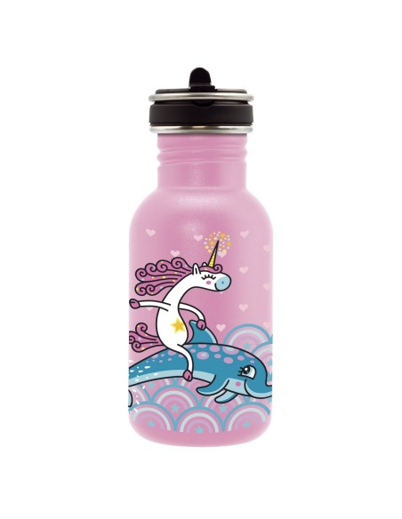 JUMPING: BOTELLA DE ACERO INOXIDABLE BASIC STEEL ROSA CON TAPÓN FLOW 0,5 L