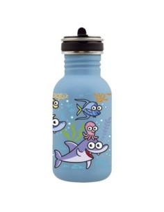 SEA FRIENDS: BOTELLA DE ACERO INOXIDABLE BASIC STEEL AZUL CON TAPÓN FLOW 0,5 L