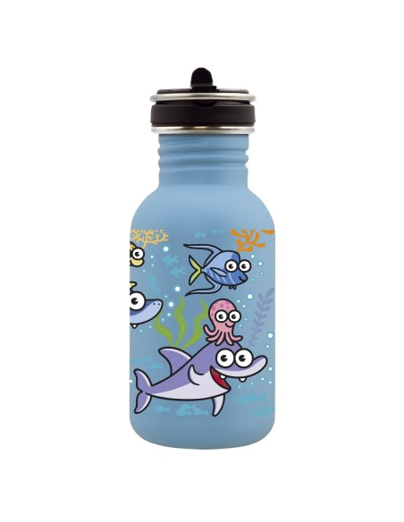 SEA FRIENDS: BASIC STEEL BLUE BOTTLE WITH FLOW CAP 0.5L